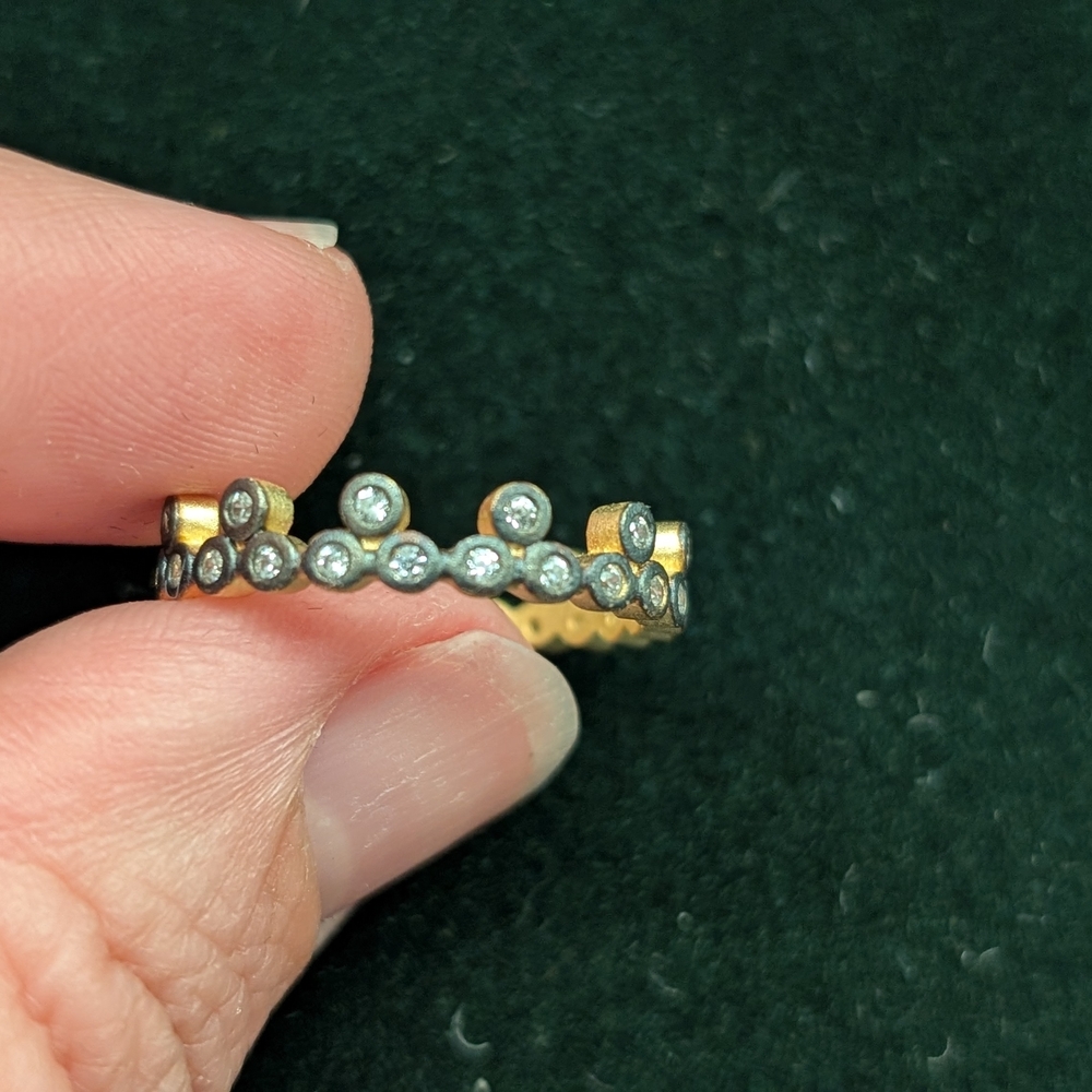 Freida Rothman Two-Tone Bezel CZ Stackable Ring -Size 8